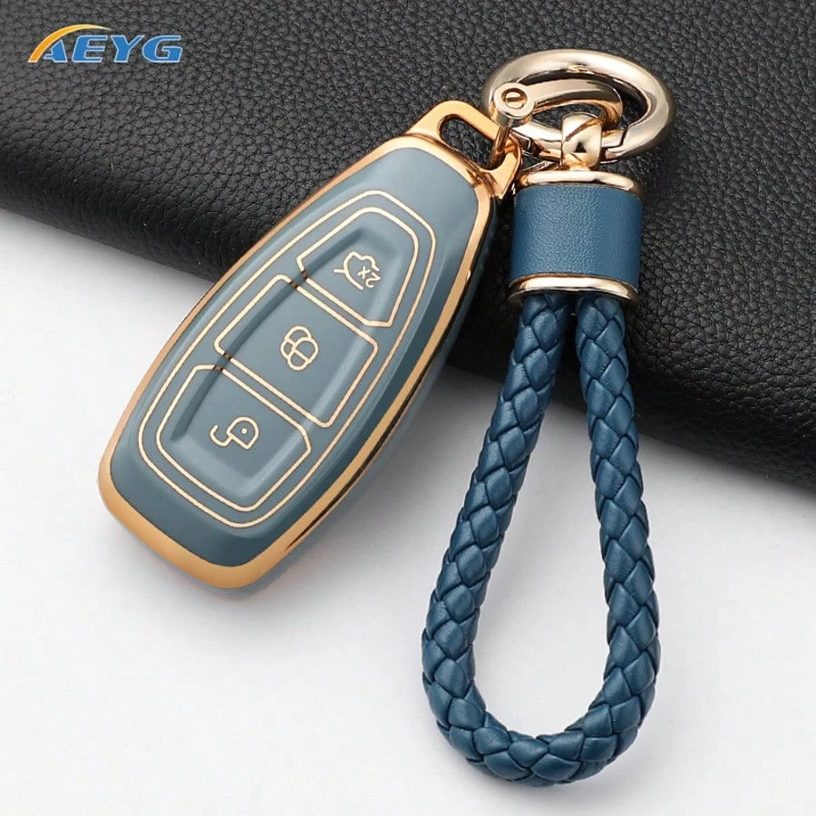 TPU Smart Car Key Case Compatible With Ford Focus 3rd/4th Gen, Mondeo MK3/MK4, Focus, Kuga, EcoSport Key Fob Pendant Accessory