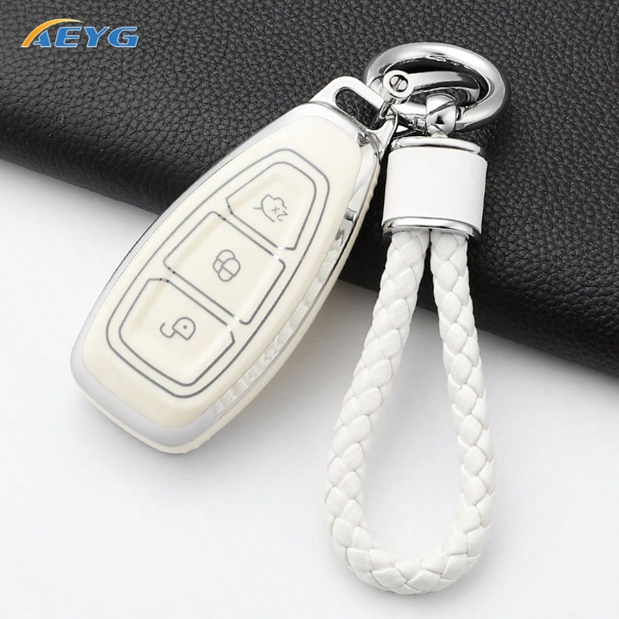 TPU Smart Car Key Case Compatible With Ford Focus 3rd/4th Gen, Mondeo MK3/MK4, Focus, Kuga, EcoSport Key Fob Pendant Accessory