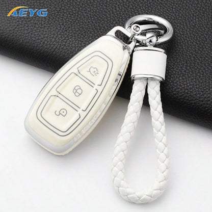 TPU Smart Car Key Case Compatible With Ford Focus 3rd/4th Gen, Mondeo MK3/MK4, Focus, Kuga, EcoSport Key Fob Pendant Accessory