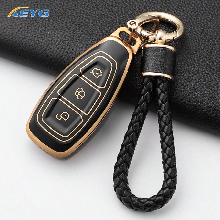 TPU Smart Car Key Case Compatible With Ford Focus 3rd/4th Gen, Mondeo MK3/MK4, Focus, Kuga, EcoSport Key Fob Pendant Accessory