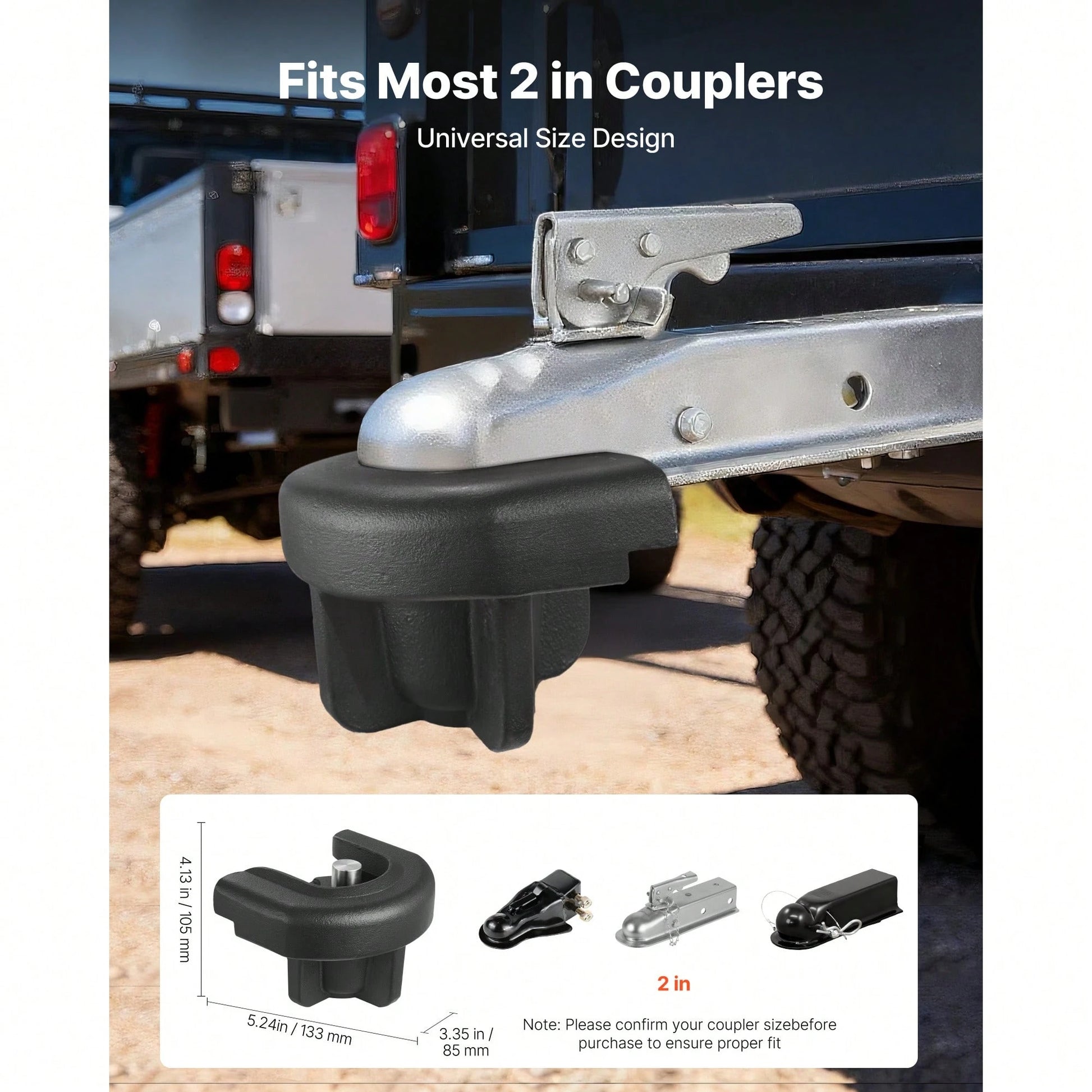 Trailer Hitch Lock, Compatible With 2 Inch Couplers, Heavy-Duty Anti-Theft Trailer Ball Lock With 3 Keys, Prying-Resistant & Impact-Resistant, Fits For RVs, Boats, Off-Road Vehicles, Trailers