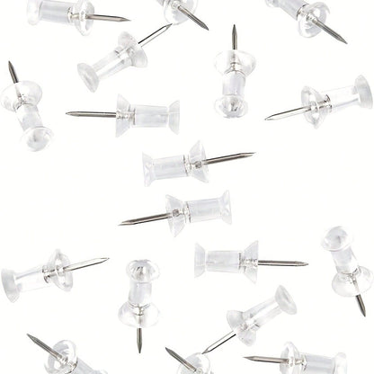 Transparent Push Pins, 100pcs/Pack, Large Head Pins, Wall Nails, Cork Board Pins, Board Pins, Push Pins And Thumbtacks. Back To School Essentials