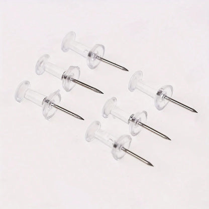 Transparent Push Pins, 100pcs/Pack, Large Head Pins, Wall Nails, Cork Board Pins, Board Pins, Push Pins And Thumbtacks. Back To School Essentials