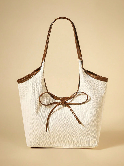 Travachic Elegant And Fashionable Handbag, Bowknot Decor Shoulder Bag For Women, Suitable For Commuting And Daily Use