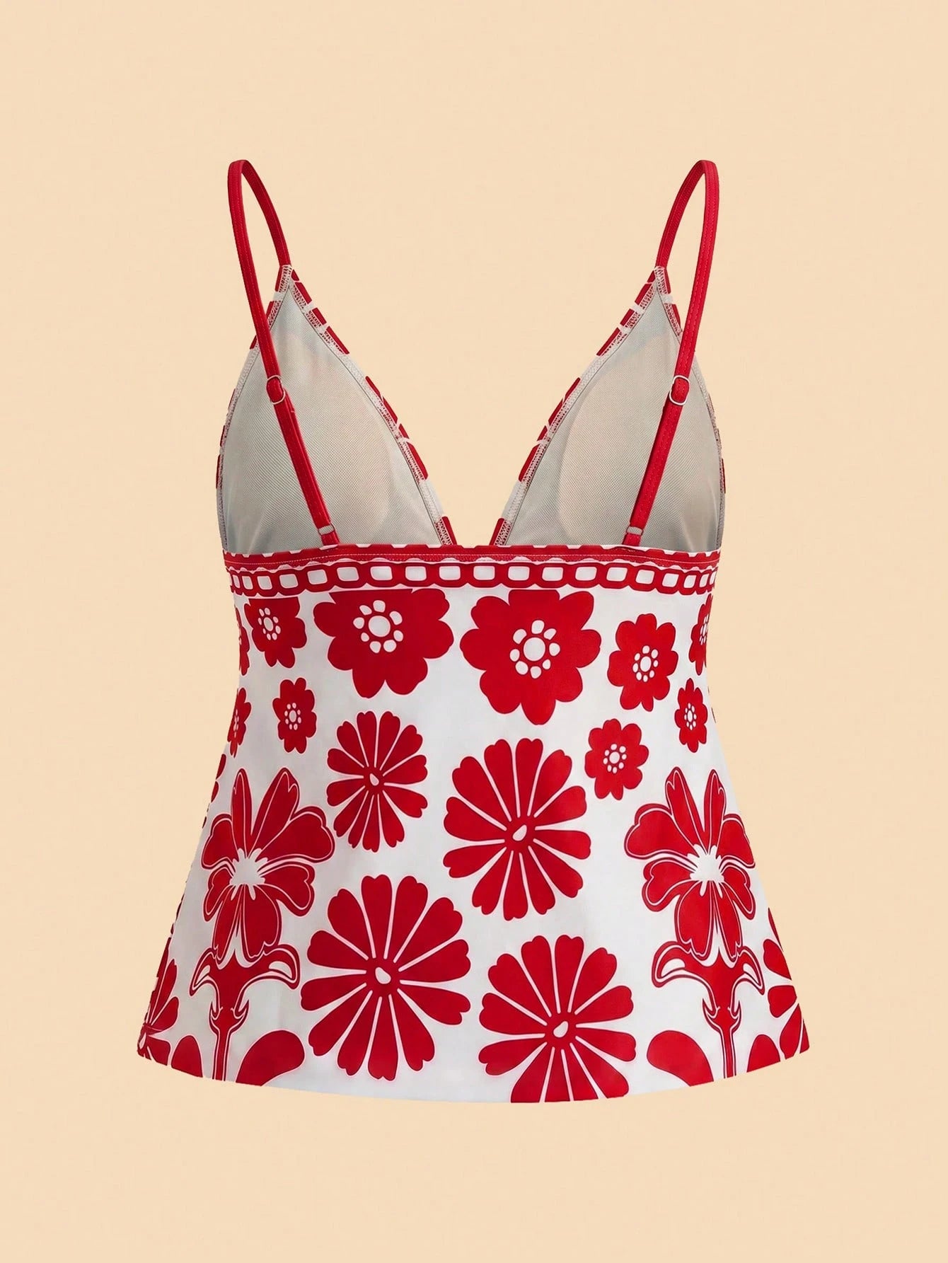 Travachic Women's Summer Beach Floral Print Front Tie Strap Tankini Set
