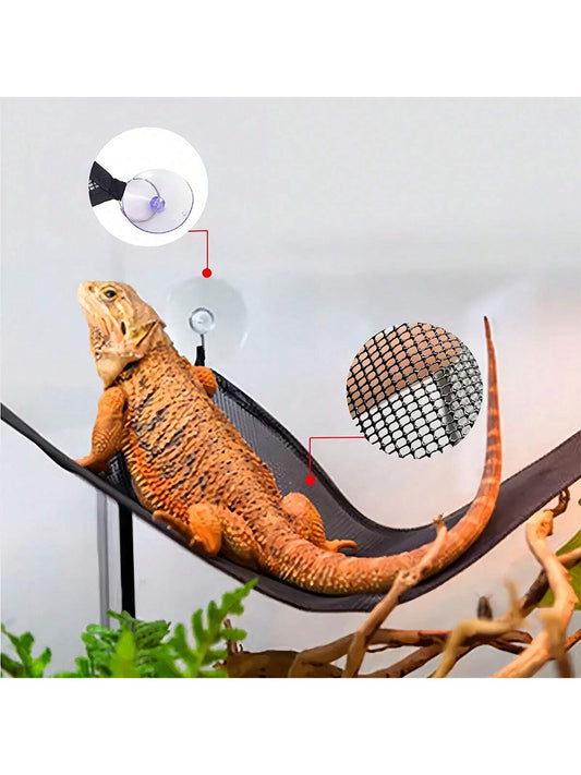 Triangle Pet Hammock, Foldable Net Bearded Dragon Hammock With Suction Cups, Soft Breathable Washable Hanging Bed For Small And Large Lizards, Chameleons, Or Reptiles