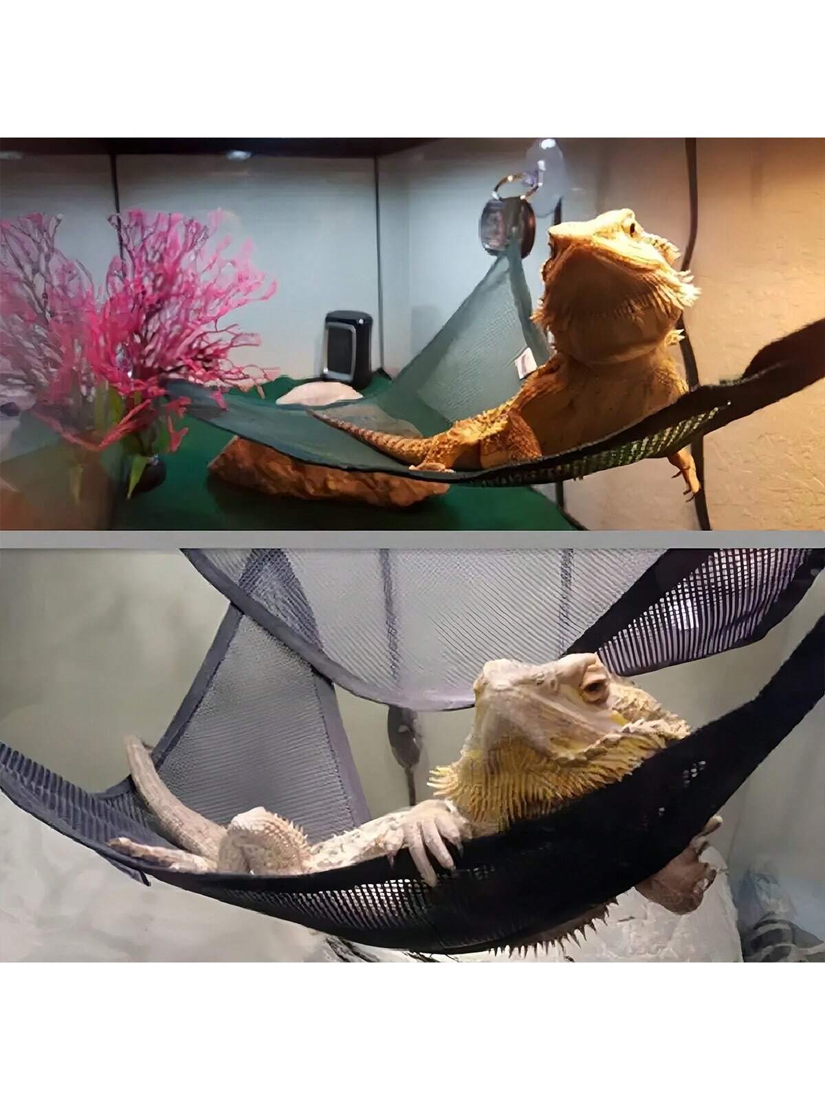 Triangle Pet Hammock, Foldable Net Bearded Dragon Hammock With Suction Cups, Soft Breathable Washable Hanging Bed For Small And Large Lizards, Chameleons, Or Reptiles
