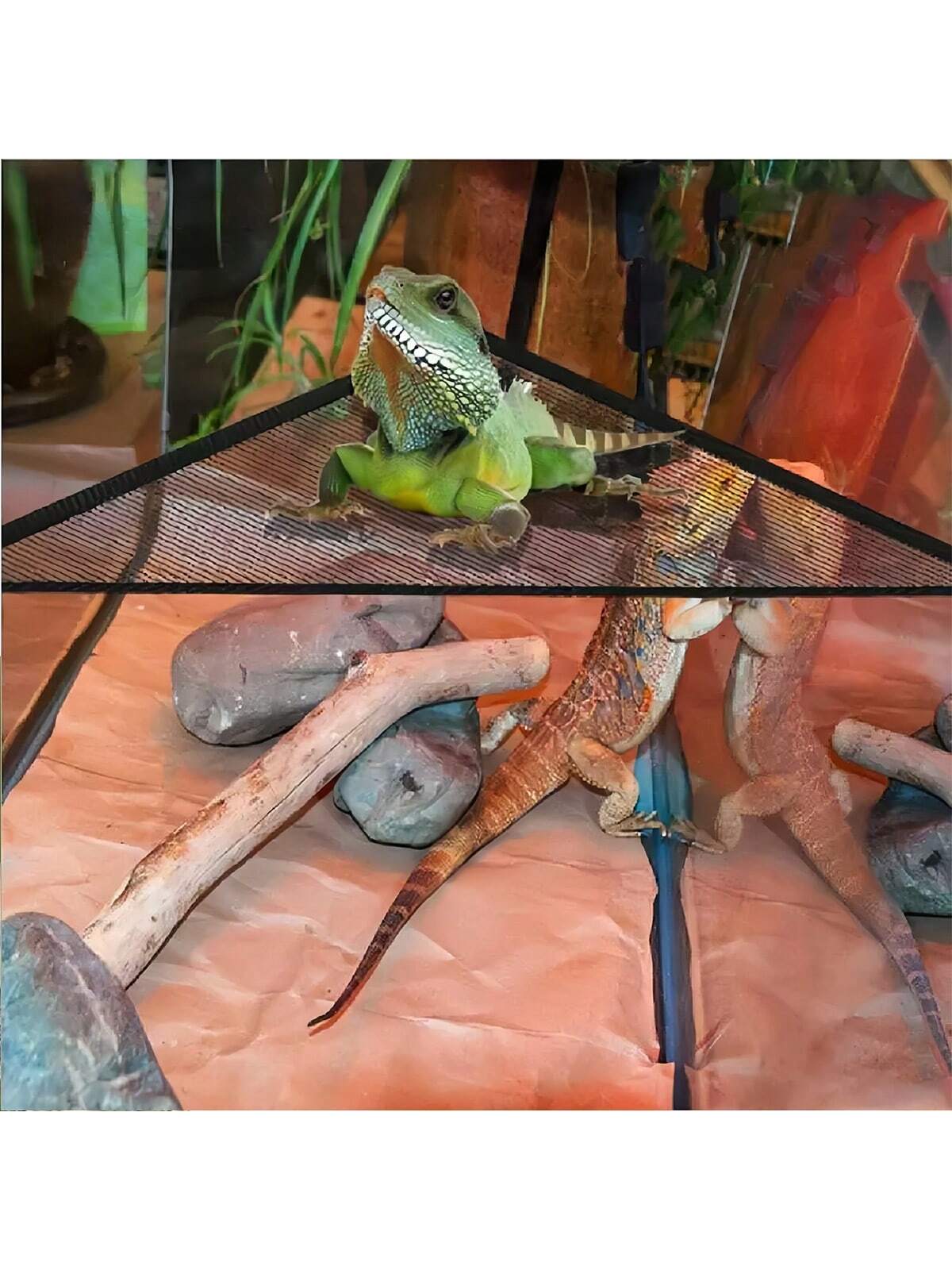 Triangle Pet Hammock, Foldable Net Bearded Dragon Hammock With Suction Cups, Soft Breathable Washable Hanging Bed For Small And Large Lizards, Chameleons, Or Reptiles