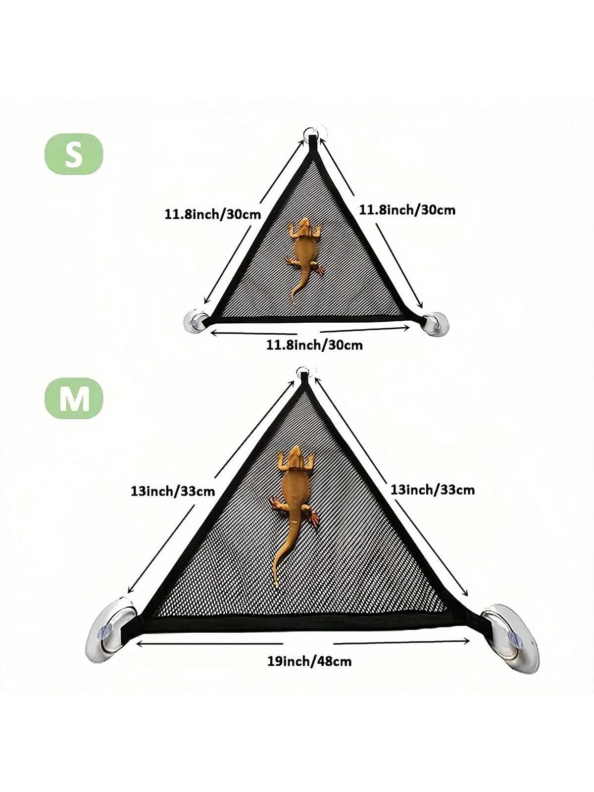 Triangle Pet Hammock, Foldable Net Bearded Dragon Hammock With Suction Cups, Soft Breathable Washable Hanging Bed For Small And Large Lizards, Chameleons, Or Reptiles