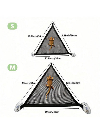 Triangle Pet Hammock, Foldable Net Bearded Dragon Hammock With Suction Cups, Soft Breathable Washable Hanging Bed For Small And Large Lizards, Chameleons, Or Reptiles