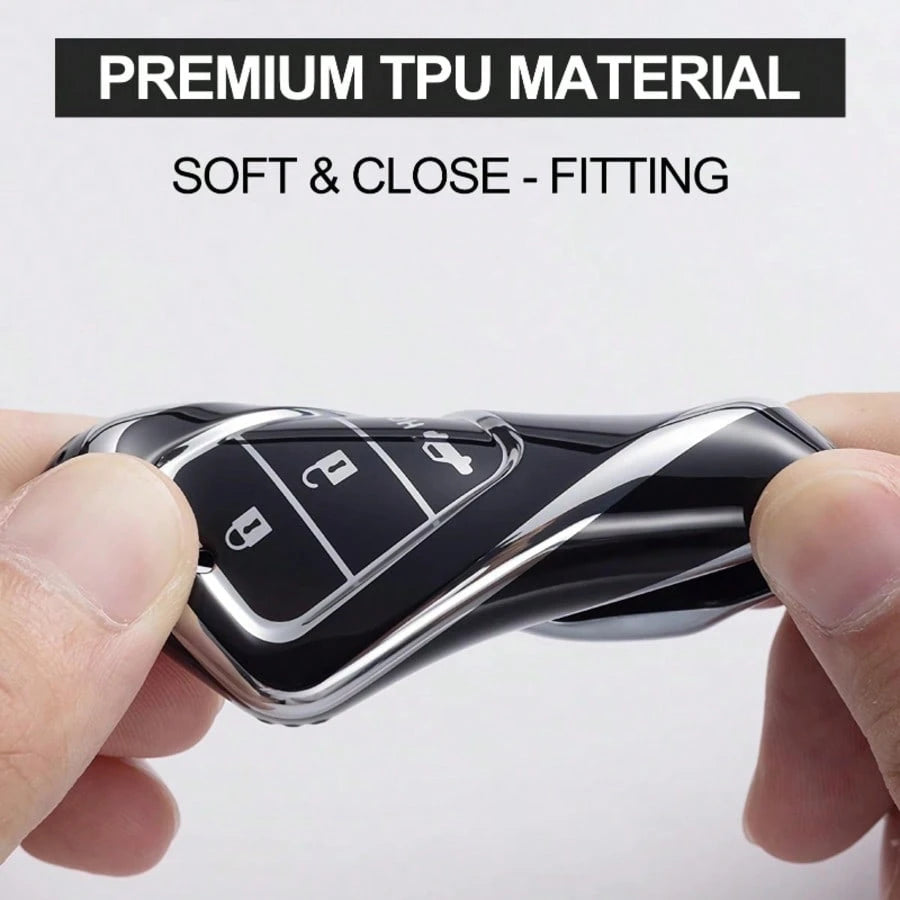 TRTY 1PC Luxury Gold Decor Soft TPU Car Key Cover, Compatible With HR-V CR-V ZR-V BREEZE Pilot Accord Civic Passport Odyssey, Elysion 4-Button And 5-Button Smart Remote Key Shell, HOLD Support Car Fin