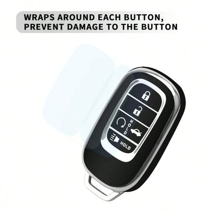 TRTY 1PC Luxury Gold Decor Soft TPU Car Key Cover, Compatible With HR-V CR-V ZR-V BREEZE Pilot Accord Civic Passport Odyssey, Elysion 4-Button And 5-Button Smart Remote Key Shell, HOLD Support Car Fin