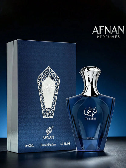 Turathi Blue By Afnan 3.0oz Eau De Parfum, Aromatic Aquatic Fragrance With Citrus & Woody Notes, Comfortable Scent For Men For Daily Wear