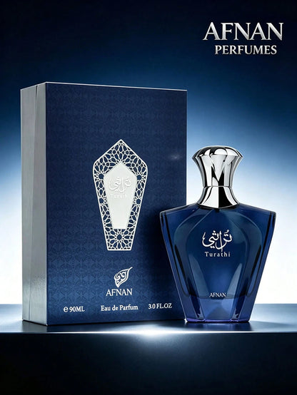 Turathi Blue By Afnan 3.0oz Eau De Parfum, Aromatic Aquatic Fragrance With Citrus & Woody Notes, Comfortable Scent For Men For Daily Wear