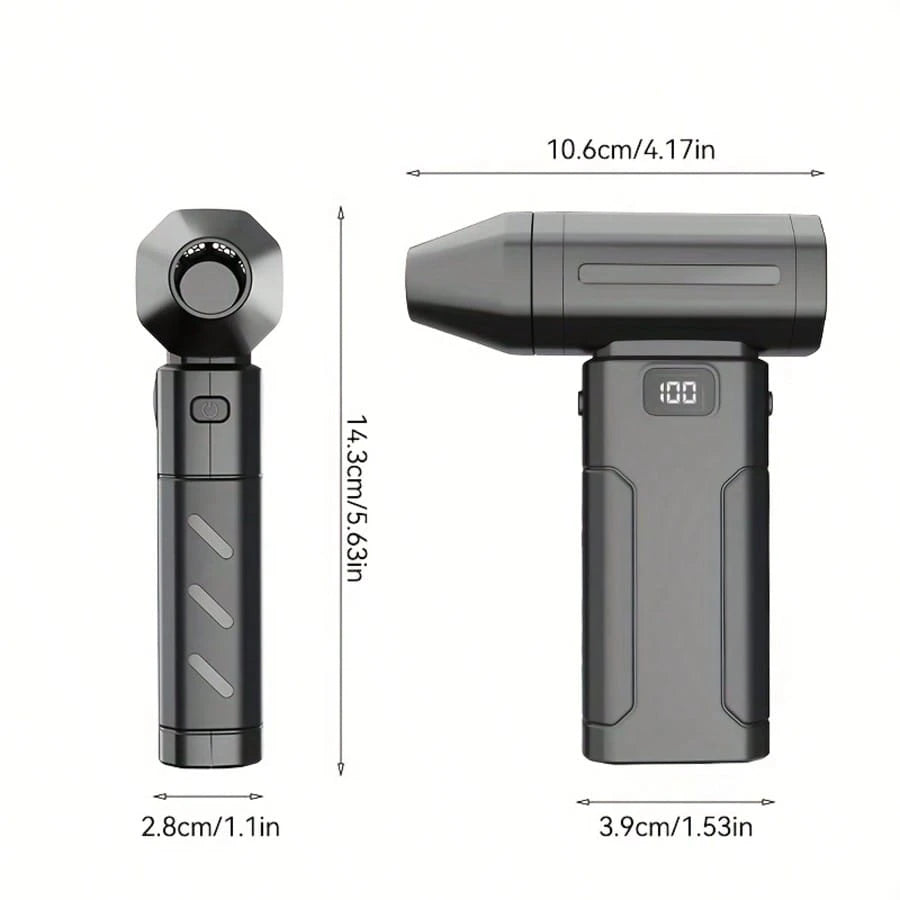 Turbo Jet Fan With Digital Display, 100,000RPM Handheld Cooling Fan, 6-Speed, Portable Electric Duster, Suitable For Car Interior, Keyboard, Electronics, Camping And Outdoor Use, 2600mAh Rechargeable