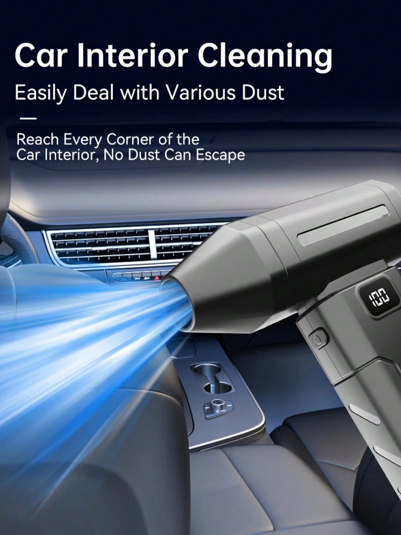 Turbo Jet Fan With Digital Display, 100,000RPM Handheld Cooling Fan, 6-Speed, Portable Electric Duster, Suitable For Car Interior, Keyboard, Electronics, Camping And Outdoor Use, 2600mAh Rechargeable