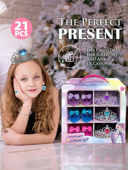 UINLE Baby 1 Pair Girls Princess Sandals, Jewel Shoes, Princess Crystal Shoes, Dress-Up Party Shoes, Bow Shoes, Performance Role Play Props, Toy Crystal Shoes, Christmas/Children's Day/Birthday Gift