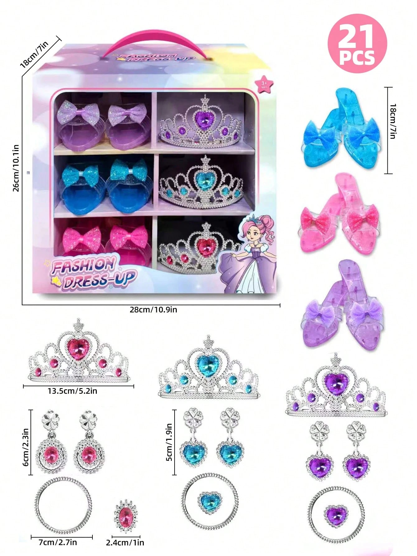 UINLE Baby 1 Pair Girls Princess Sandals, Jewel Shoes, Princess Crystal Shoes, Dress-Up Party Shoes, Bow Shoes, Performance Role Play Props, Toy Crystal Shoes, Christmas/Children's Day/Birthday Gift