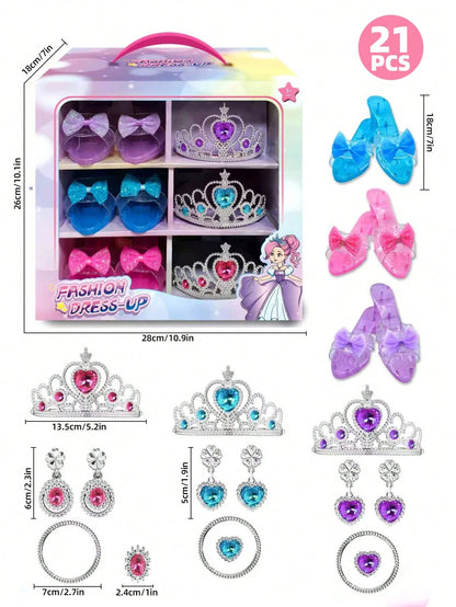 UINLE Baby 1 Pair Girls Princess Sandals, Jewel Shoes, Princess Crystal Shoes, Dress-Up Party Shoes, Bow Shoes, Performance Role Play Props, Toy Crystal Shoes, Christmas/Children's Day/Birthday Gift
