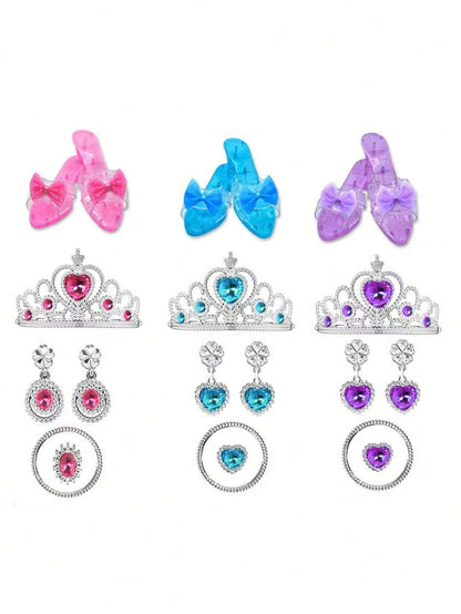 UINLE Baby 1 Pair Girls Princess Sandals, Jewel Shoes, Princess Crystal Shoes, Dress-Up Party Shoes, Bow Shoes, Performance Role Play Props, Toy Crystal Shoes, Christmas/Children's Day/Birthday Gift