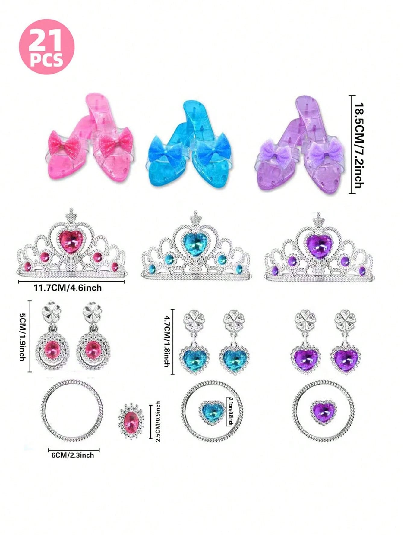 UINLE Baby 1 Pair Girls Princess Sandals, Jewel Shoes, Princess Crystal Shoes, Dress-Up Party Shoes, Bow Shoes, Performance Role Play Props, Toy Crystal Shoes, Christmas/Children's Day/Birthday Gift