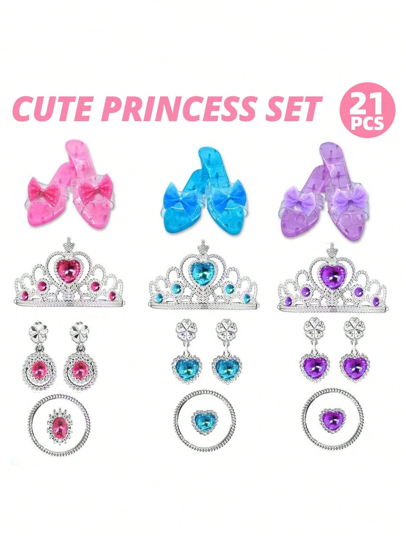 UINLE Baby 1 Pair Girls Princess Sandals, Jewel Shoes, Princess Crystal Shoes, Dress-Up Party Shoes, Bow Shoes, Performance Role Play Props, Toy Crystal Shoes, Christmas/Children's Day/Birthday Gift