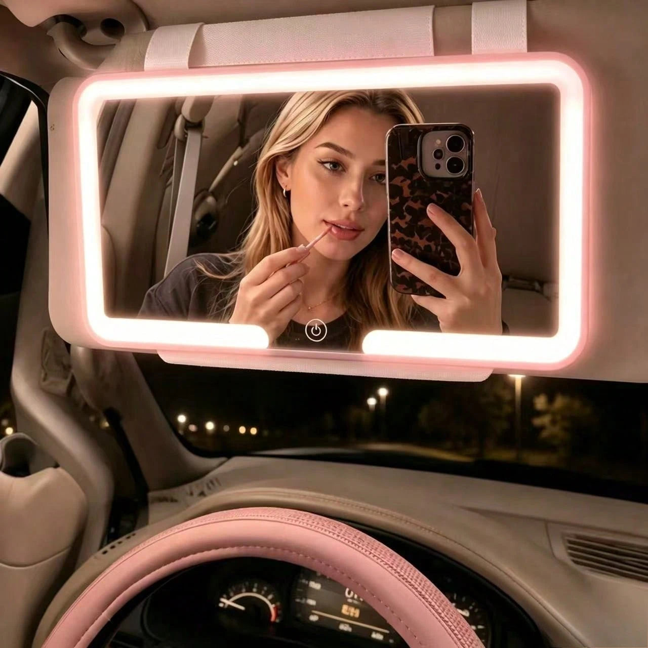 Ultra Thin LED Car Makeup HD Mirror Sunshade Makeup Hanging Mirror USB Charge Sun Visor Dimmable Touchscreen Auto Interior Vanity Mirror For Women,Car Acessesories Women,Car Essentials,Car Stuff,Car D