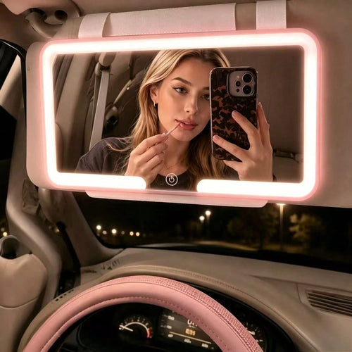 Ultra Thin LED Car Makeup HD Mirror Sunshade Makeup Hanging Mirror USB Charge Sun Visor Dimmable Touchscreen Auto Interior Vanity Mirror For Women,Car Acessesories Women,Car Essentials,Car Stuff,Car D