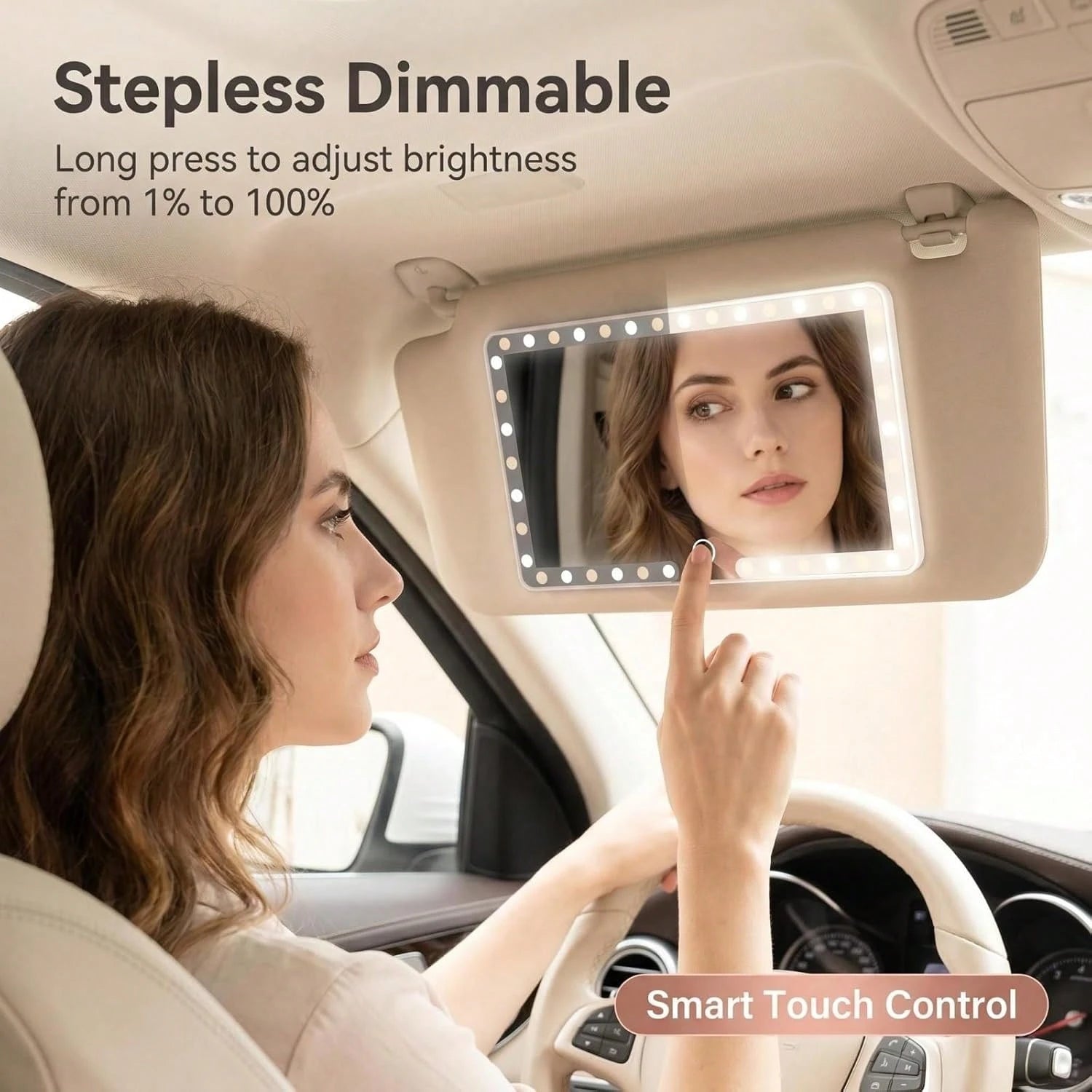 Ultra Thin LED Car Makeup HD Mirror Sunshade Makeup Hanging Mirror USB Charge Sun Visor Dimmable Touchscreen Auto Interior Vanity Mirror For Women,Car Acessesories Women,Car Essentials,Car Stuff,Car D