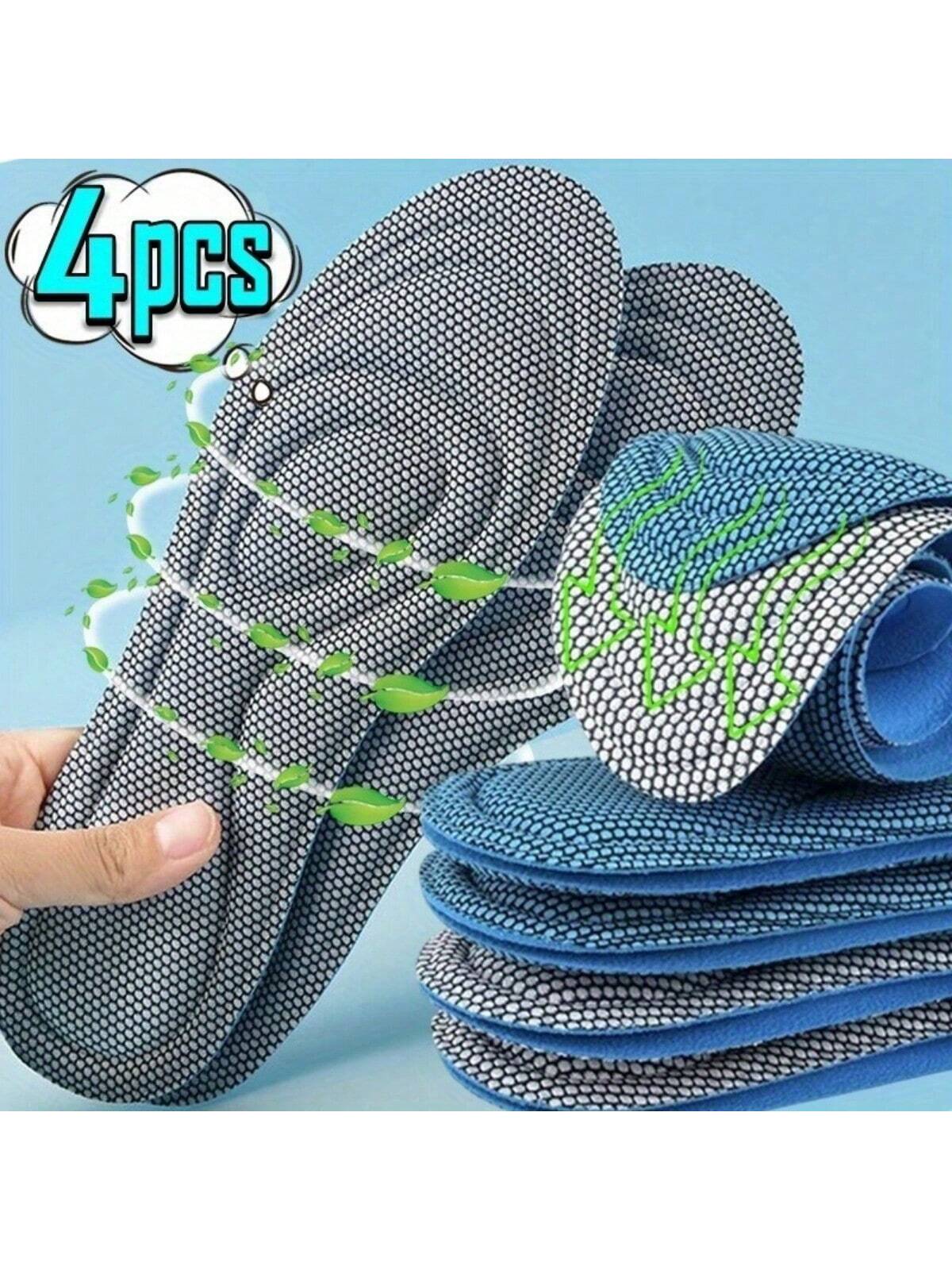 Unisex Adult 4-Pack Memory Foam Insoles - Odorless Sweat-Absorbing Sports Shoe Insoles, Suitable For Running Shoes And Casual Shoes - Deodorizing Comfortable Insoles, Back To School Supplies