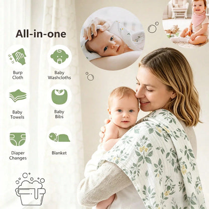 Unisex Baby Muslin Swaddle Blanket, Soft Absorbent Drool Bibs, Multi-Functional Blanket Can Be Used As Drool Bib, Burp Cloth, Stroller Cover, Car Seat Cover, Suitable For Baby Boys And Girls, Breathab