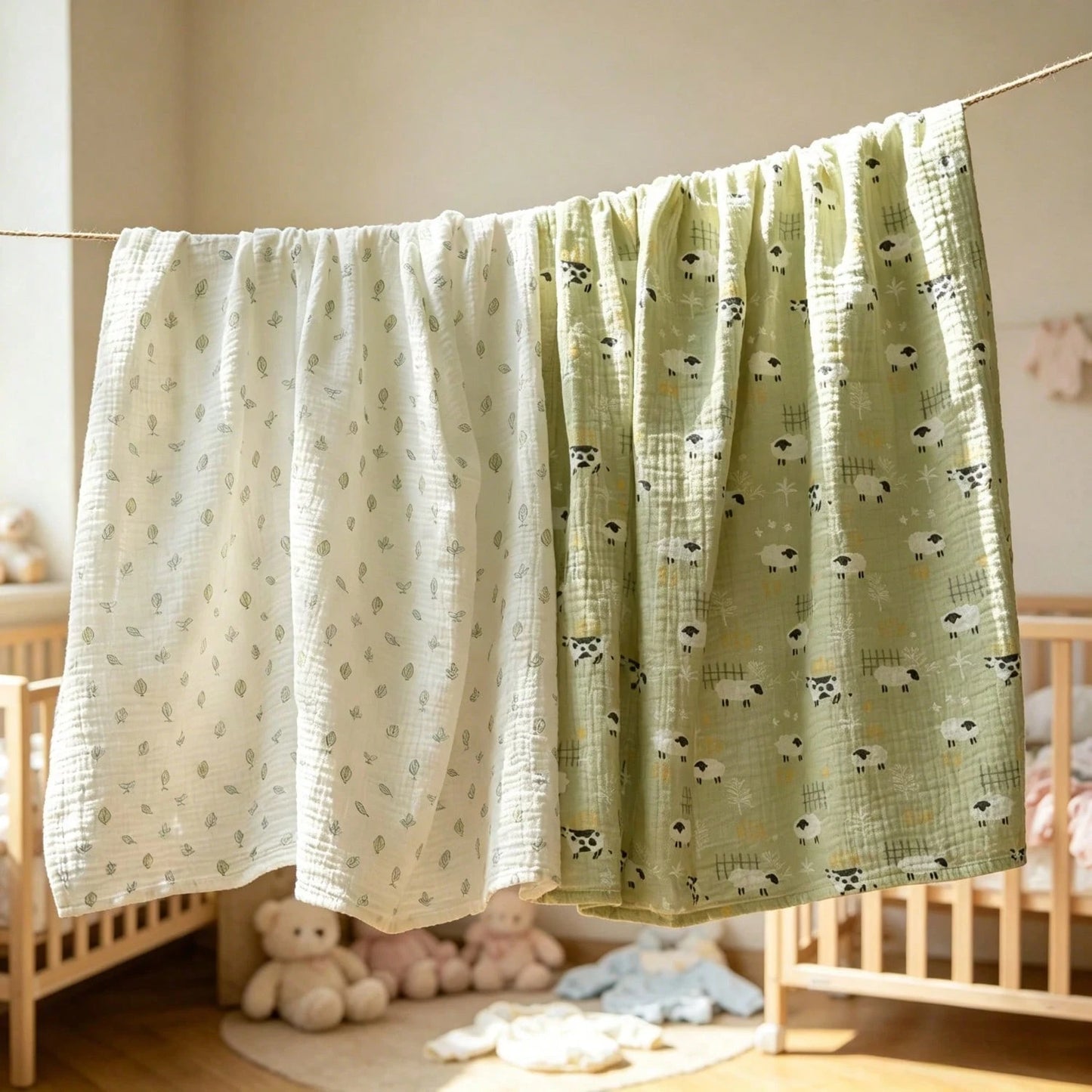 Unisex Baby Muslin Swaddle Blanket, Soft Absorbent Drool Bibs, Multi-Functional Blanket Can Be Used As Drool Bib, Burp Cloth, Stroller Cover, Car Seat Cover, Suitable For Baby Boys And Girls, Breathab