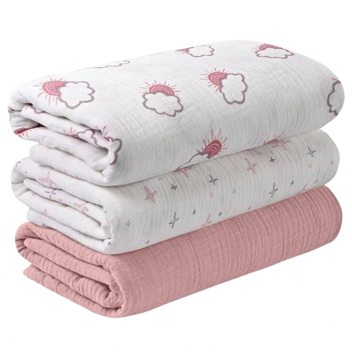 Unisex Baby Muslin Swaddle Blanket, Soft Absorbent Drool Bibs, Multi-Functional Blanket Can Be Used As Drool Bib, Burp Cloth, Stroller Cover, Car Seat Cover, Suitable For Baby Boys And Girls, Breathab