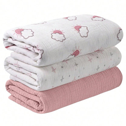 Unisex Baby Muslin Swaddle Blanket, Soft Absorbent Drool Bibs, Multi-Functional Blanket Can Be Used As Drool Bib, Burp Cloth, Stroller Cover, Car Seat Cover, Suitable For Baby Boys And Girls, Breathab