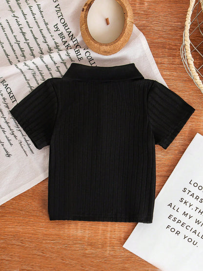 Unisex Baby Ribbed Polo Neck T-Shirt  White  Suitable For Boys/Girls To Wear In All Occasions Summer  All-Match Versatile Best Choice
