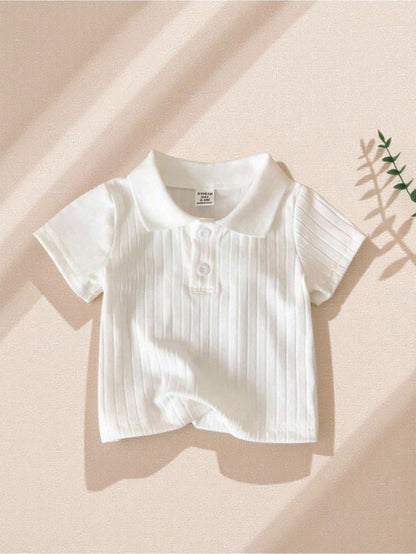 Unisex Baby Ribbed Polo Neck T-Shirt  White  Suitable For Boys/Girls To Wear In All Occasions Summer  All-Match Versatile Best Choice