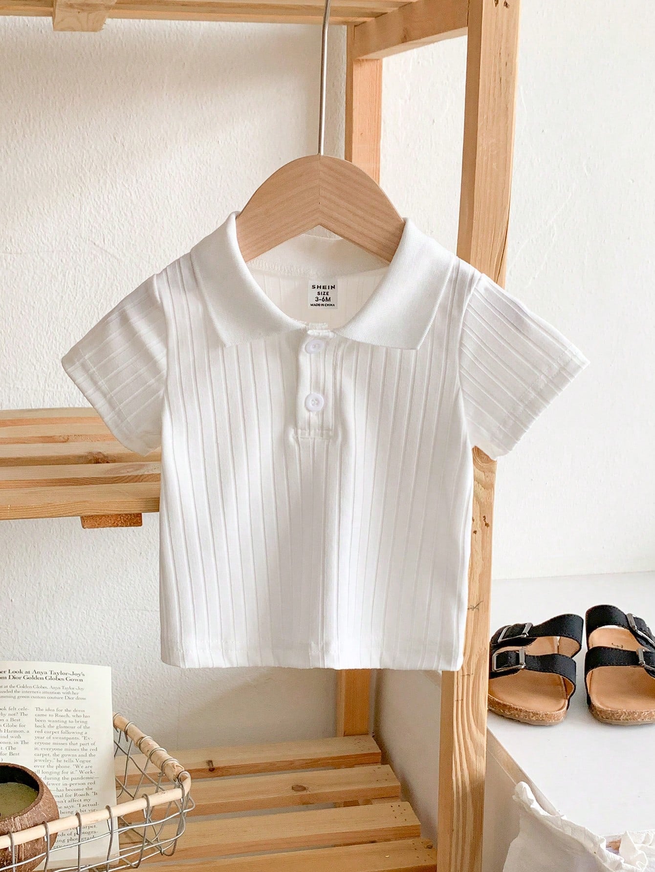 Unisex Baby Ribbed Polo Neck T-Shirt  White  Suitable For Boys/Girls To Wear In All Occasions Summer  All-Match Versatile Best Choice