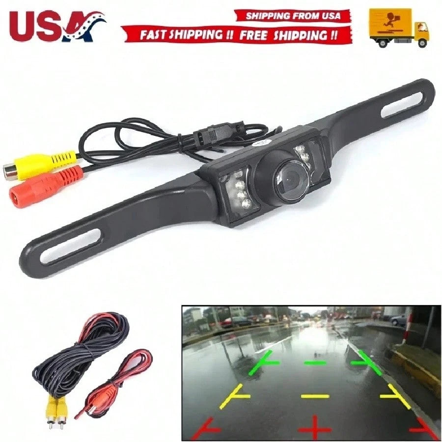 Universal 170° Backup Camera For Car With 8 HD LED Night Vision High Definition Color License Plate Reverse Vehicle Camera, Rear View For Car/SUV/Truck/Van/RV/UTV Pickup