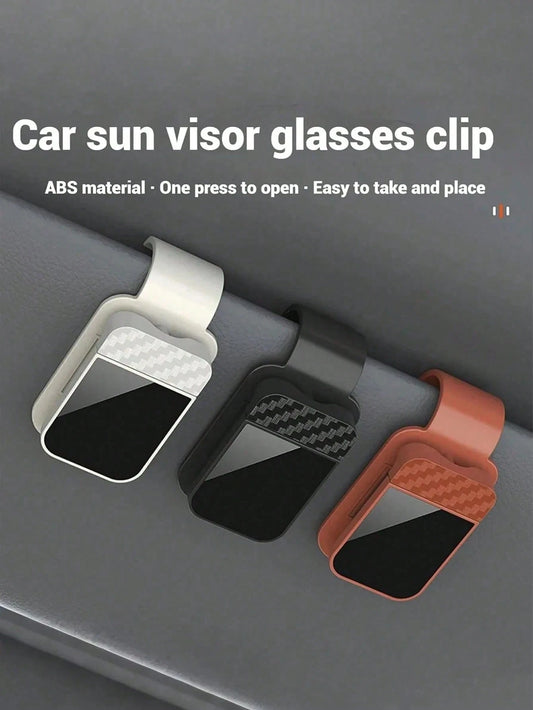 Universal Car Fashion Glasses Holder With Soft Foam Lining- Anti-Scratch Sun Visor Clip, One-Hand Release- Car, Truck And SUV Glasses Storage Organizer- Black Car Interior Accessory