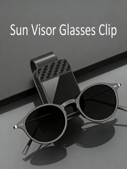 Universal Car Fashion Glasses Holder With Soft Foam Lining- Anti-Scratch Sun Visor Clip, One-Hand Release- Car, Truck And SUV Glasses Storage Organizer- Black Car Interior Accessory
