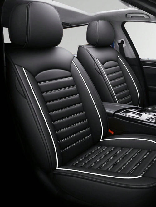 Universal Car Seat Covers Full Set, Waterproof Faux Leather, Anti-Slip & Easy To Install For Cars SUV Truck, 5-Piece Front And Rear Seat Protectors