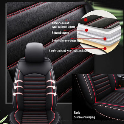 Universal Car Seat Covers Full Set, Waterproof Faux Leather, Anti-Slip & Easy To Install For Cars SUV Truck, 5-Piece Front And Rear Seat Protectors