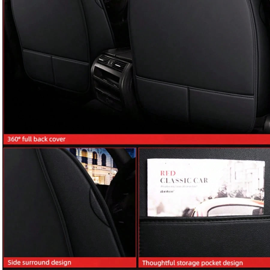 Universal Car Seat Covers Full Set, Waterproof Faux Leather, Anti-Slip & Easy To Install For Cars SUV Truck, 5-Piece Front And Rear Seat Protectors