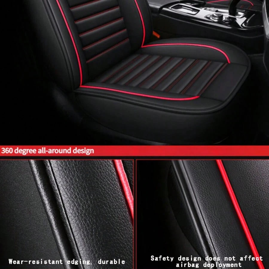 Universal Car Seat Covers Full Set, Waterproof Faux Leather, Anti-Slip & Easy To Install For Cars SUV Truck, 5-Piece Front And Rear Seat Protectors