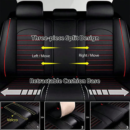 Universal Car Seat Covers Full Set, Waterproof Faux Leather, Anti-Slip & Easy To Install For Cars SUV Truck, 5-Piece Front And Rear Seat Protectors