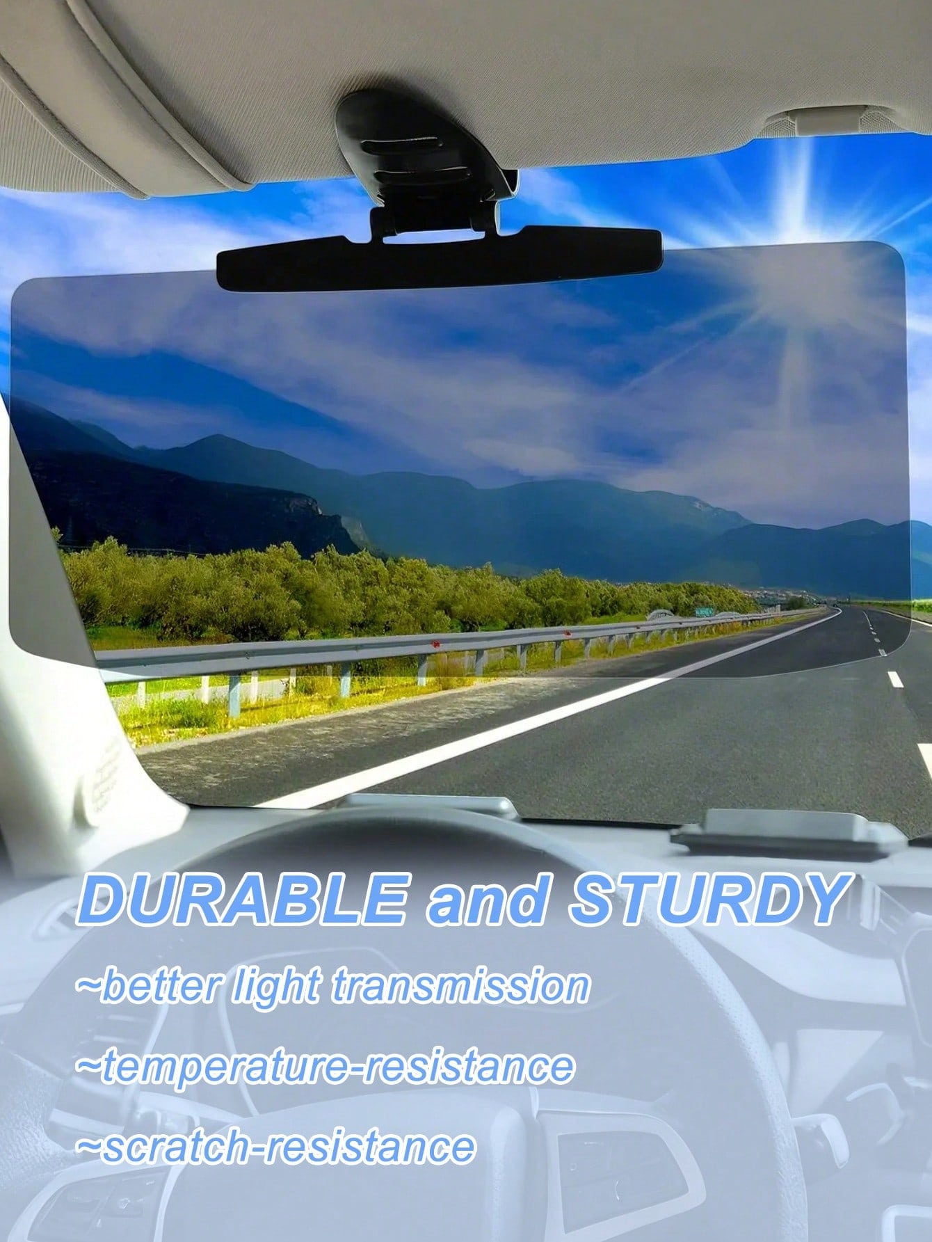 Universal Car Sun Visor- Glare And UV Protection With Polarized PMMA Panel- Clear Vision, Adjustable Fit For All Cars And SUVs- Easy Clip-On Installation- Reduces Eye Fatigue In Bright Light- Sui