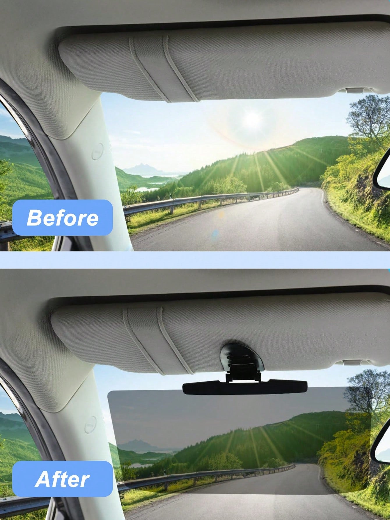 Universal Car Sun Visor- Glare And UV Protection With Polarized PMMA Panel- Clear Vision, Adjustable Fit For All Cars And SUVs- Easy Clip-On Installation- Reduces Eye Fatigue In Bright Light- Sui