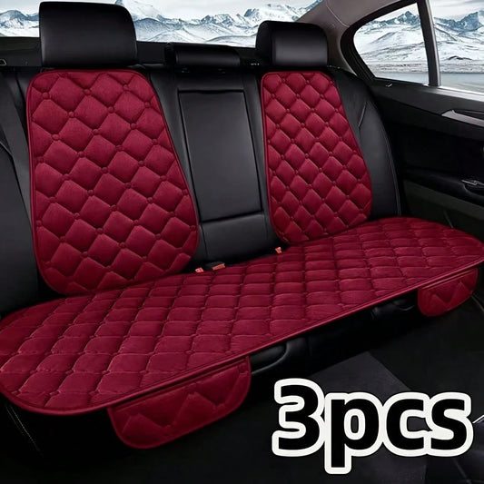 Universal Fit Plush Car Seat Cushion With Storage Pocket- Non-Slip Rubber Bottom, Soft Rectangular Seat Protector For Trucks, Cars, SUVs, Home & Office Chairs- Lightweight, All-Season Comfort