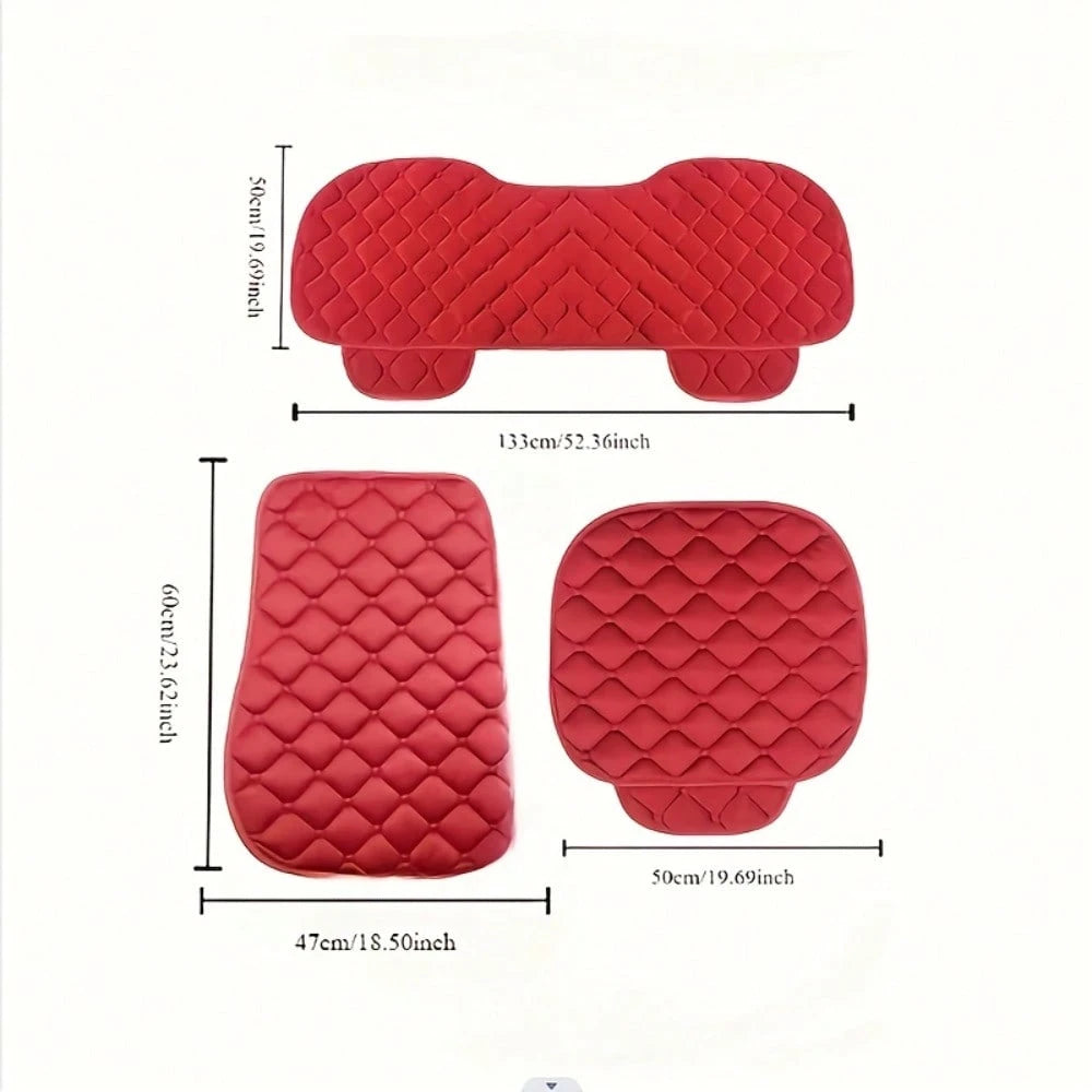 Universal Fit Plush Car Seat Cushion With Storage Pocket- Non-Slip Rubber Bottom, Soft Rectangular Seat Protector For Trucks, Cars, SUVs, Home & Office Chairs- Lightweight, All-Season Comfort