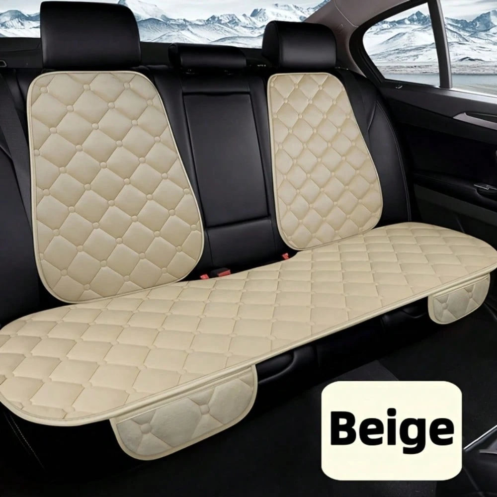 Universal Fit Plush Car Seat Cushion With Storage Pocket- Non-Slip Rubber Bottom, Soft Rectangular Seat Protector For Trucks, Cars, SUVs, Home & Office Chairs- Lightweight, All-Season Comfort